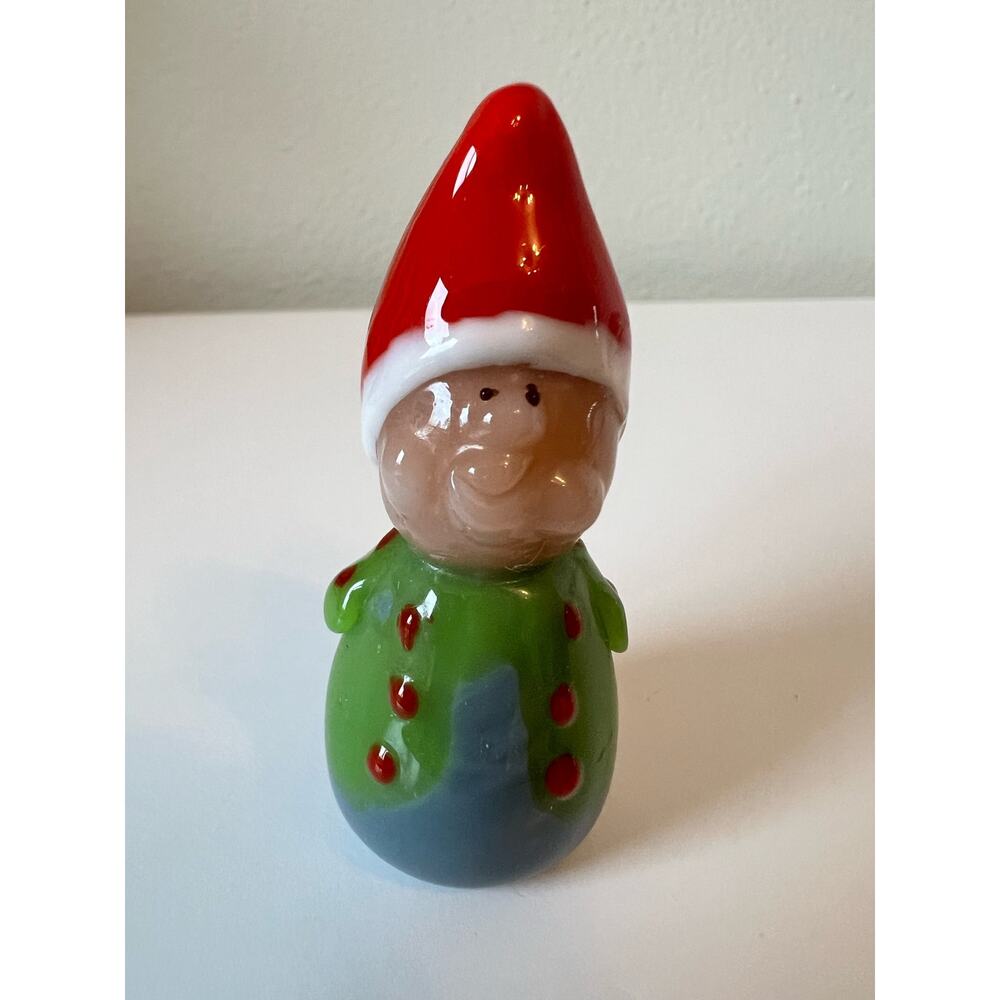 Vintage Collectable Hand Blown Glass Miniature Elf Gnome Christmas Figurine